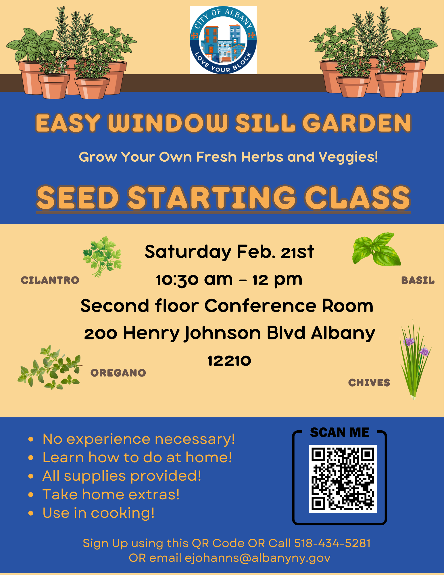 Urban Garden Window Sill Seed Starting Class 2.21.26