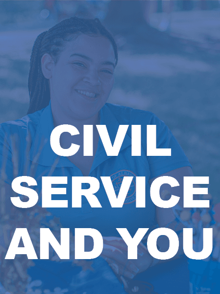 Civile Service and You Button with a member of the Human Resources Team