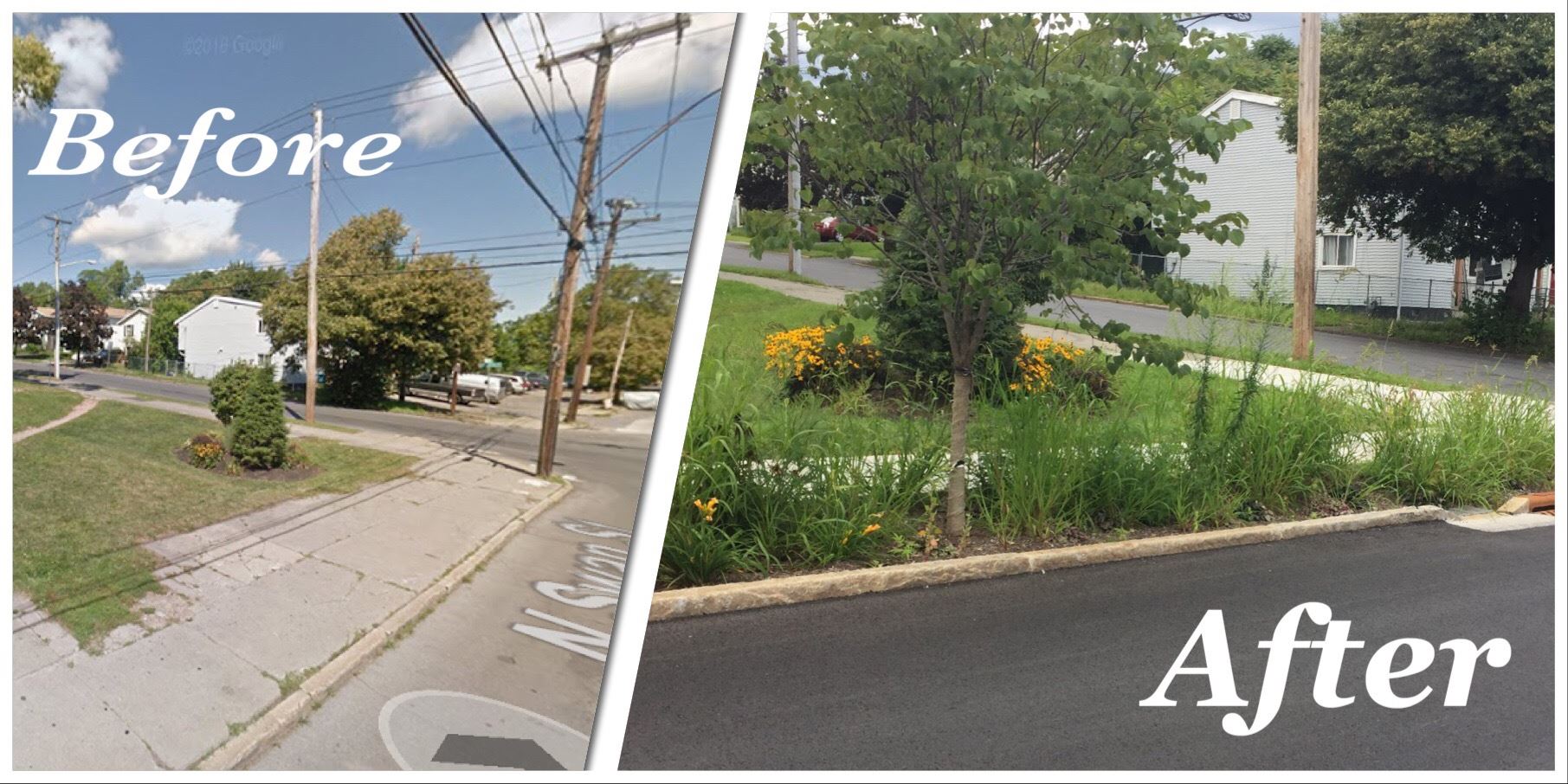 North Swan Street Green Infrastructure Before and After